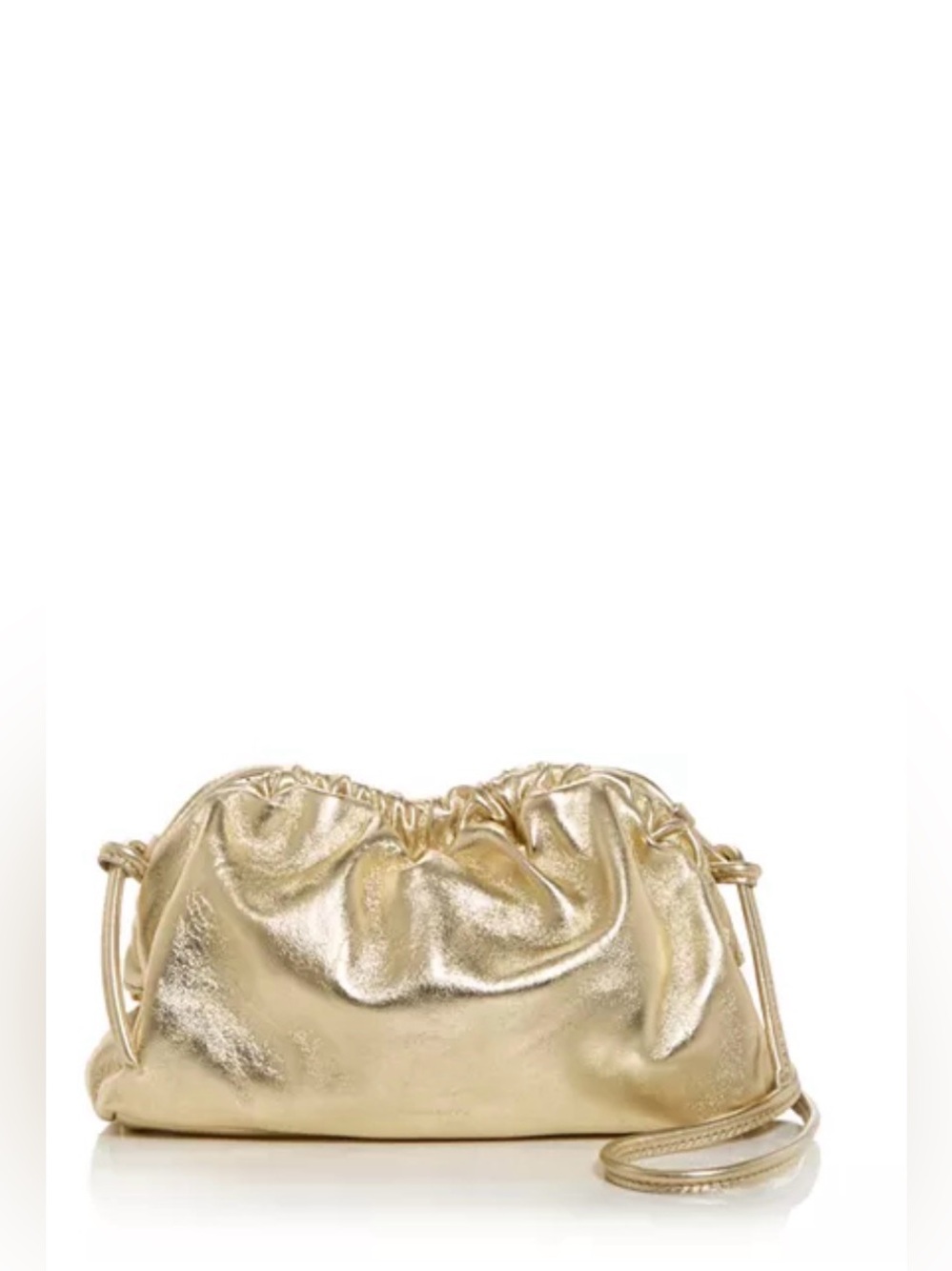Mansur Gavriel Mini Cloud Clutch in gold, ruched metallic leather